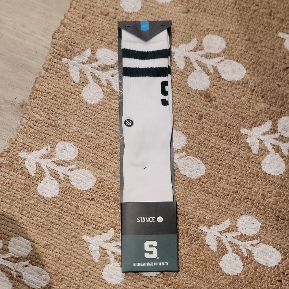 Stance MSU Spartans White and Green Athletic Socks